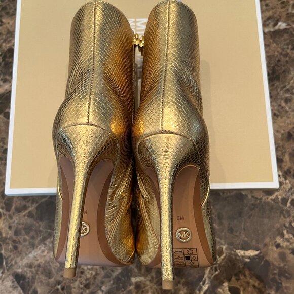 MICHAEL KORS Metallic Snake-Embossed Leather Leona Booties (Size 6) - Picture 3 of 5